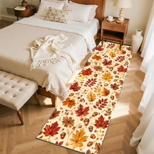 Autumn Leaf Acorn Runner Rug 3x12 Fall Country Floor Mat for Thanksgiving - Pattern-7