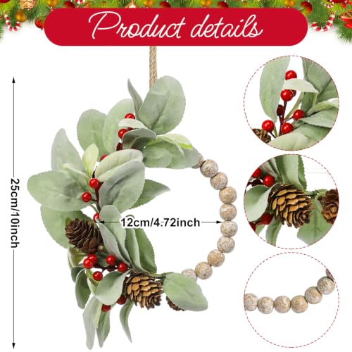 12 Pcs 10-Inch Mini Christmas Wreaths for Cabinets, Rustic Wood Bead Decor - Variation of THIS listing 12