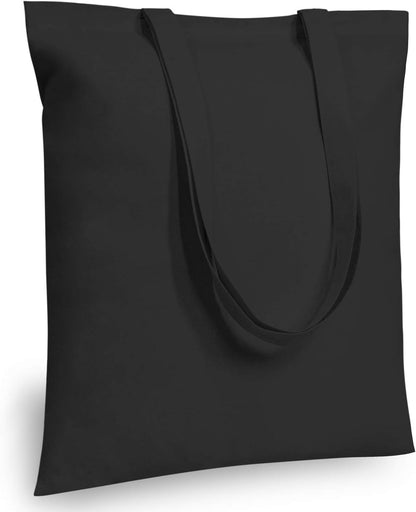 TOPDesign 16"x15" Black Cotton Tote Bags - 5-Pack Lightweight Reusable Grocery Bags for DIY & Promotions