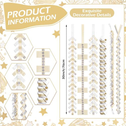 Homecoming Mum Braids Set - White Gold 30 Inch DIY Decorations, 6 Pieces