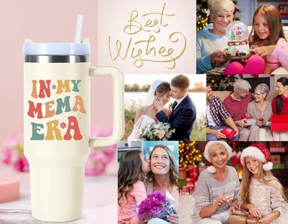 In My Mema Era 40 oz Tumbler with Handle - Gifts for Grandma from Grandkids - Mema Variation