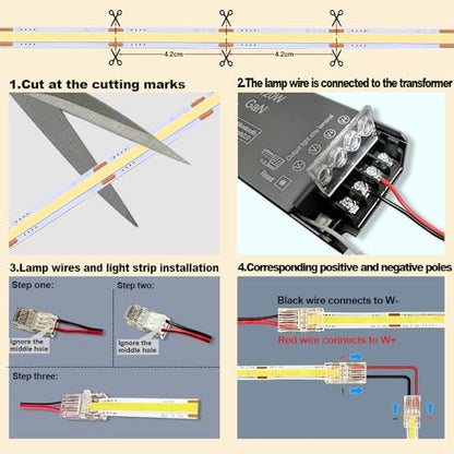 CCT COB LED Strip Light Kit 32.8ft Dimmable Tunable White 2700K-6500K with Smart Transformer, Remote & App Control - 1 Roll