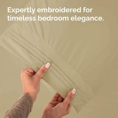 King Standard Pillow Cases Set of 2 - Ultra-Soft Hotel Quality Pillowcase Covers - Comfy, Cozy & Fade Free - Wrinkle Resistant - Machine Washable Pillow Protectors - 2 Piece Set - King Standard Beige