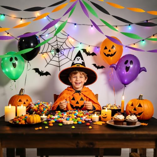 Halloween Crepe Paper Streamers - Black & Orange Party Decorations