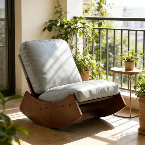 Blue Faux Leather Armless Rocking Lounge Chair - Trygoal
