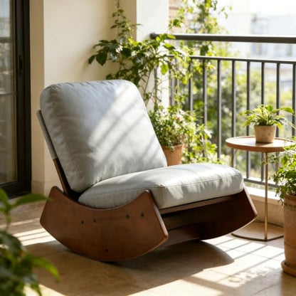 Blue Faux Leather Armless Rocking Lounge Chair - Trygoal