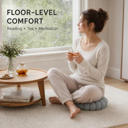 Dark Gray Ins-Style Bun Floor Cushion Lumbar Pillow Backrest Pad - Modern Decor