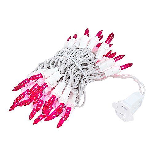 Pink Incandescent Christmas Mini String Lights - 11 Feet, 50 Bulbs