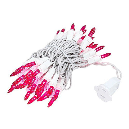 Pink Incandescent Christmas Mini String Lights - 11 Feet, 50 Bulbs