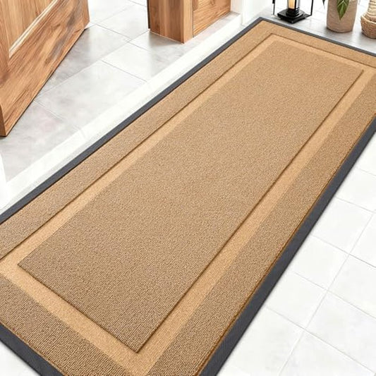 OLANLY Front Door Mat Indoor Outdoor Entrance, Waterproof All-Season, All-Weather Doormat, Sturdy Natural Rubber, Low Profile, Easy Clean Patio Porch Entryway Mat, 59x20, Butter Yellow