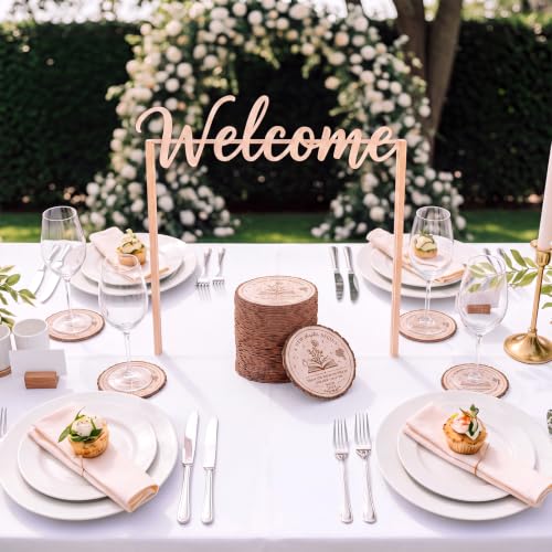 Wedding Coasters Set with Gift Bags for Guests - 50 Pieces