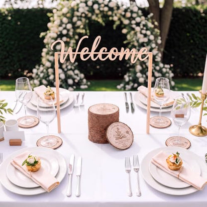 Wedding Coasters Set with Gift Bags for Guests - 50 Pieces