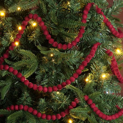 Velvet Bead Christmas Garland 33ft - Red, Extra Long Xmas Decor