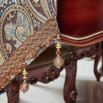 Luxury Vintage Table Runner with Embroidery and Tassels - Coffee 12x72 Inch