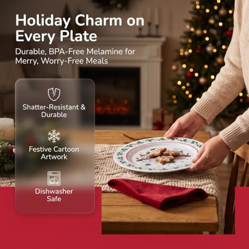 Snowman Melamine Plates Set - 6 Pieces, 10-Inch, Two Snowmen Variation