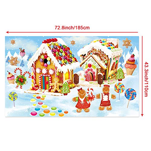 Christmas Gingerbread House Backdrop Fabric Banner for Holiday Parties