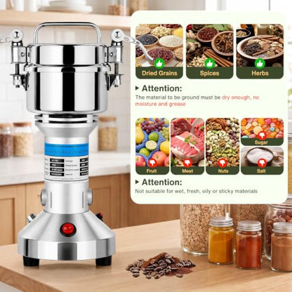Electric Grain Mill Grinder 150g 850W 28000 RPM for Dry Grains and Spices