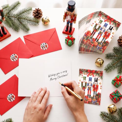 60 Pack Nutcracker Christmas Cards with Envelopes & Stickers Holiday Greeting Set