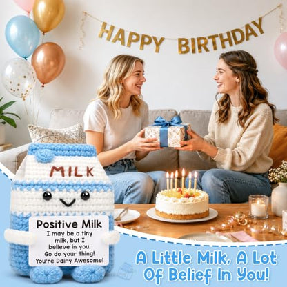 Crochet Animal Milk Carton Figurine - Positive Gift for Coworkers & Friends