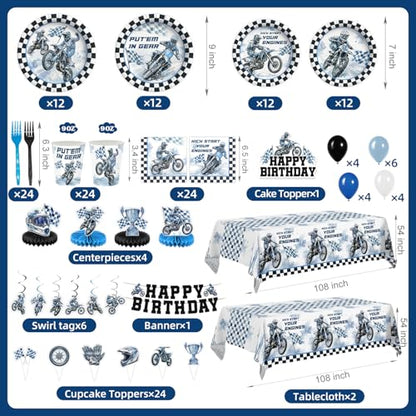 Dirt Bike Plates Serve 24 - Motocross Birthday Party Decorations