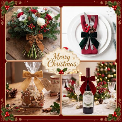 Christmas Bow Napkin Rings Set of 12 Velvet Holiday Table Decor Multicolor 1