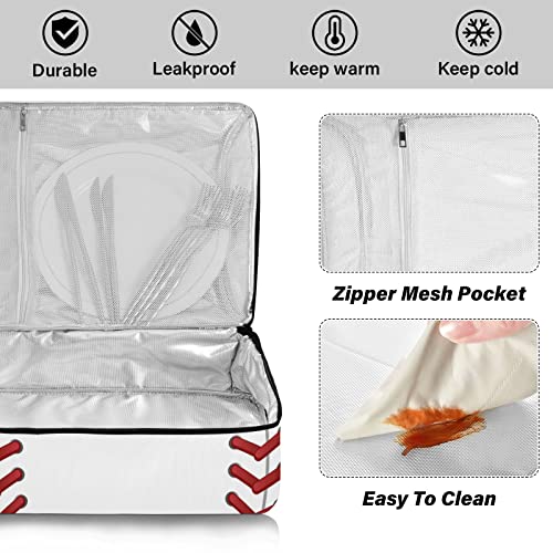 Kigai Sport Baseball Print Casserole Dish Carrier for Hot or Cold Food Storage,Insulated Casserole Carrying Case Perfect for Parties, Picnics and Camping; Fits 9” x 13”Baking Dishes