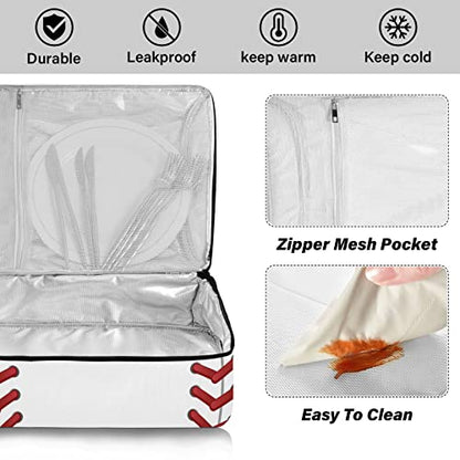 Kigai Sport Baseball Print Casserole Dish Carrier for Hot or Cold Food Storage,Insulated Casserole Carrying Case Perfect for Parties, Picnics and Camping; Fits 9” x 13”Baking Dishes