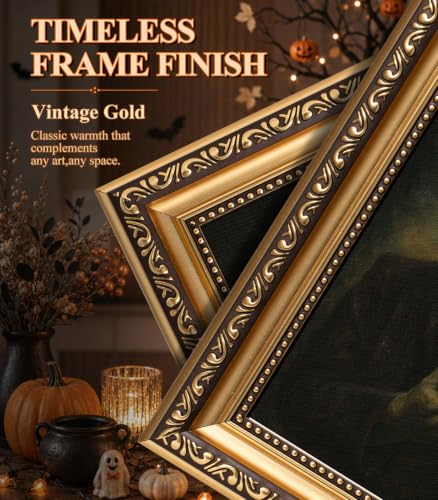 Halloween Vintage Gold Frame Wall Art - Frankenstein Holding Toilet Paper Variation