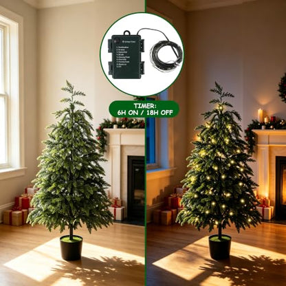 Cedar Christmas Tree with Lights - 4FT Artificial Potted Tree, Outdoor Decor - Variation of THIS listing