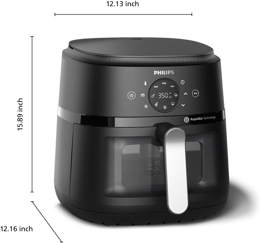 Philips Air Fryer - 13-in-1 Multi-Cooker with 6.6 Quarts Capacity & Cooking Window, Black