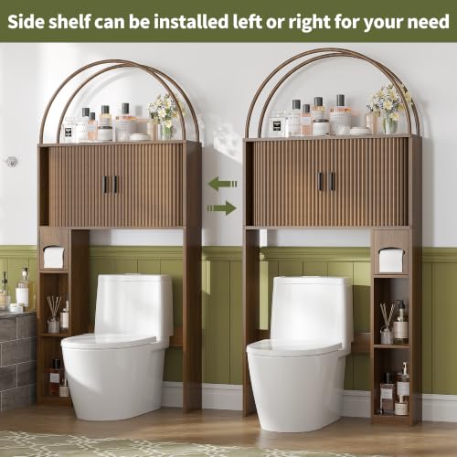 Walnut Over The Toilet Storage Cabinet - 66.9" Bathroom Organizer