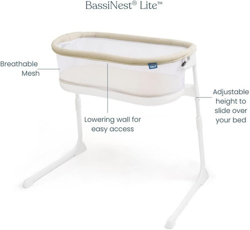 HALO BassiNest Lite – Breathable Baby Bassinet with Mesh Walls for Airflow | Portable & Lightweight Design