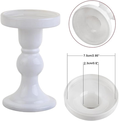 Skiennix 3-Piece White Glass Candlestick Set - Elegant Crystal Holders for Weddings & Home Decor