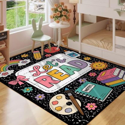Reading Rug 4x6 Kids Play Area Rug Cartoon 05 Washable Non-Slip Bedroom Study Office