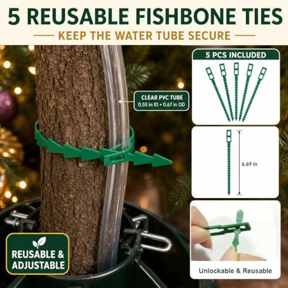 Christmas Tree Watering System with Clear PVC Tube, Collapsible Funnel & Reusable Ties