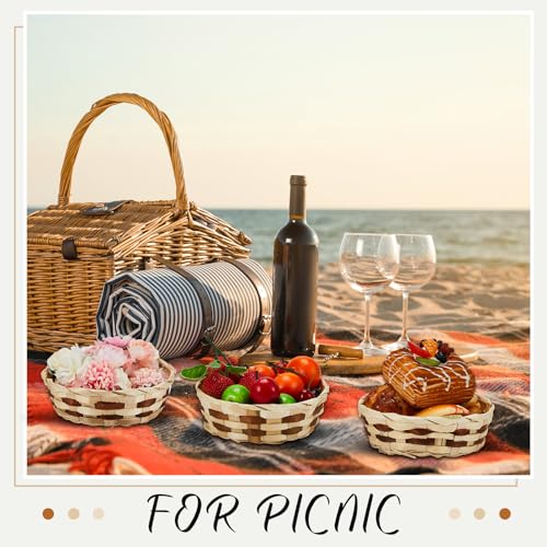 Sintuff 60 Pack Small Round Bamboo Gift Baskets 6.5 Inch - Fruit & Gift Storage