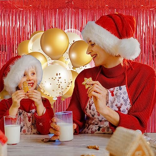 Red Tinsel Curtain Party Backdrop - 3.28 ft x 6.56 ft Metallic Fringe for Events