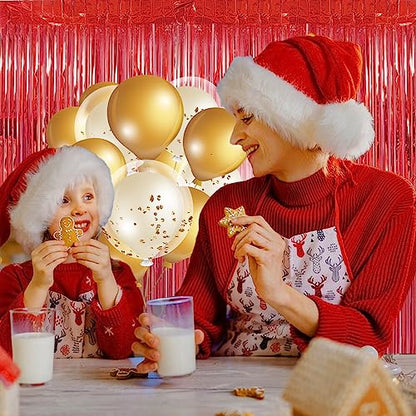 Red Tinsel Curtain Party Backdrop - 3.28 ft x 6.56 ft Metallic Fringe for Events
