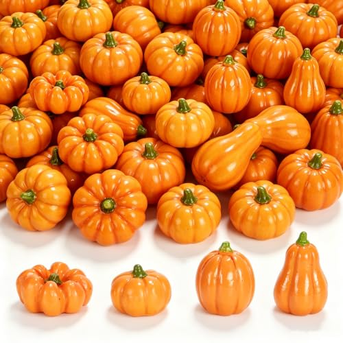 Mini Resin Pumpkins Set for Fall Decor, Thanksgiving & Autumn Arrangements