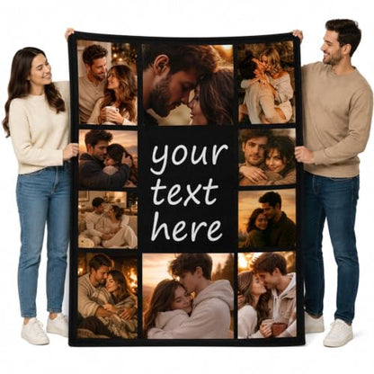 Personalized Photo Blanket Collage Throw with Custom Text - Variation 01