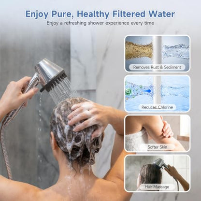 Filtered Shower Head with Replacement Cartridges - Black, 2-Pack