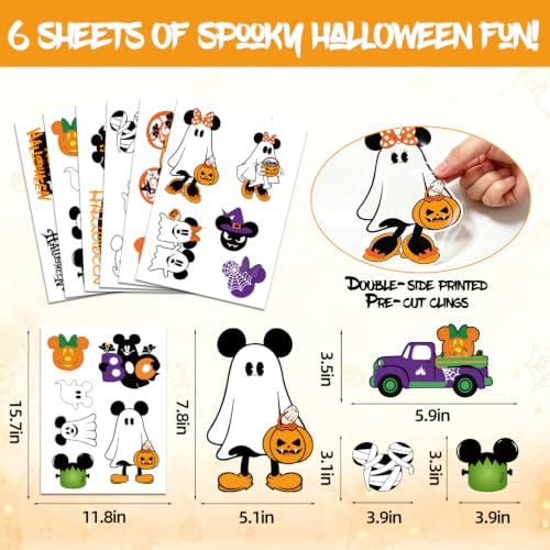 Halloween Window Clings 6 Sheets Double-Side Ghost Pumpkin Decorations