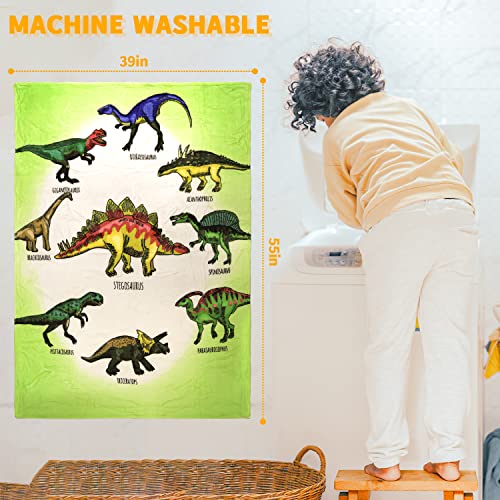 Dinosaur Pattern Fleece Blankets Cartoon Tyrannosaurus Animal Printed Throw Plush Blanket for Kids (55 inches x 40 inches)