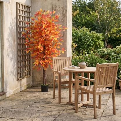 6FT Artificial Ficus Tree with Autumn Fall Foliage - Realistic Seasonal Decor Orange