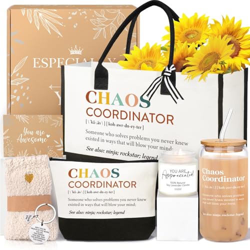 Chaos Coordinator Gifts for Women - 16oz Glass Cup & Tote Bag - Thank You Gift for Mom, Teacher, Boss, Nurse - Variation: Chaos
