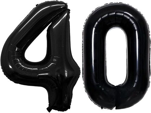 GOER 40-Inch Jumbo Black Foil Balloons - Perfect for 40th Birthday Party Decorations & Anniversaries