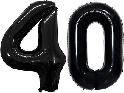 GOER 40-Inch Jumbo Black Foil Balloons - Perfect for 40th Birthday Party Decorations & Anniversaries