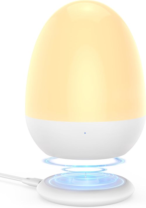 JolyWell Baby Night Light - Portable Touch Lamp with Charging Pad & Timer | White, 2-In-1 Design