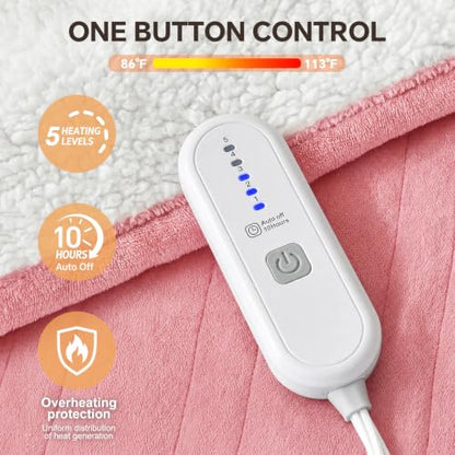 Pink Twin Electric Heated Blanket 62x84 ETL Safety Certification