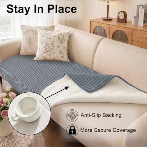 Non-Slip Plush Washable Couch Cover for Dogs - Grey 36x71 Inches